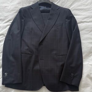 Oscar Jacobson Men's Blue Checkered Suit